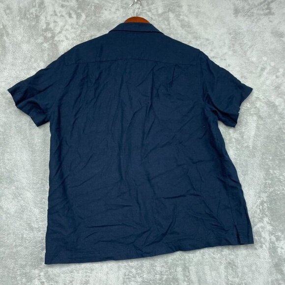 Scotch & Soda Blue Short Sleeve Linen Blend Button-Up Shirt L a1399 - Picture 6 of 7